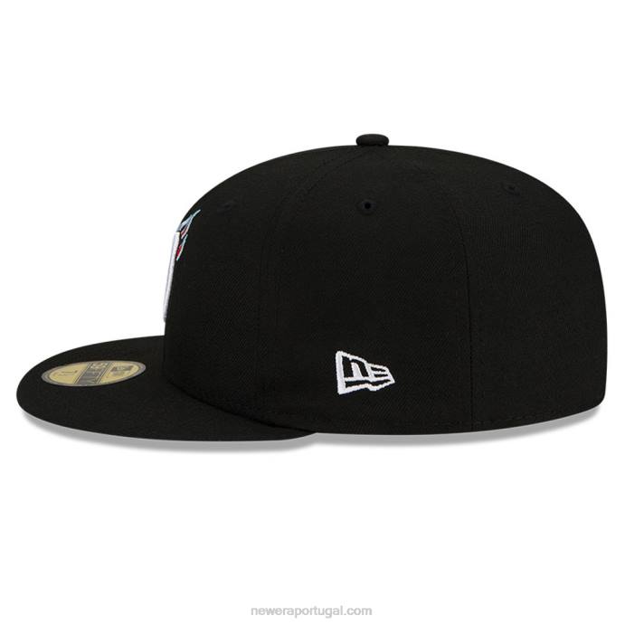 FFTN580 New Era boné ajustado 59fifty preto da equipe mlb do washington nationals