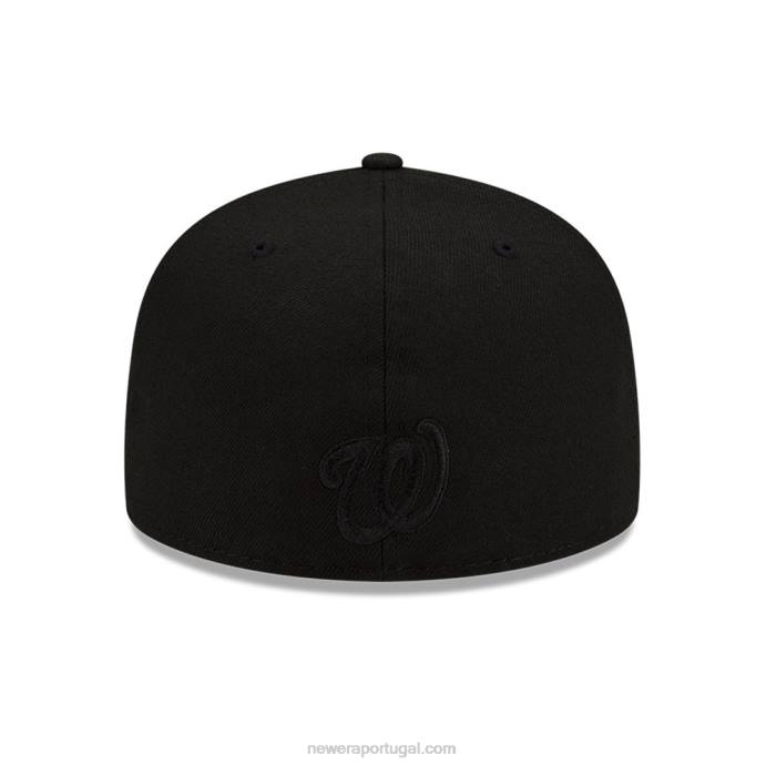 FFTN580 New Era boné ajustado 59fifty preto da equipe mlb do washington nationals