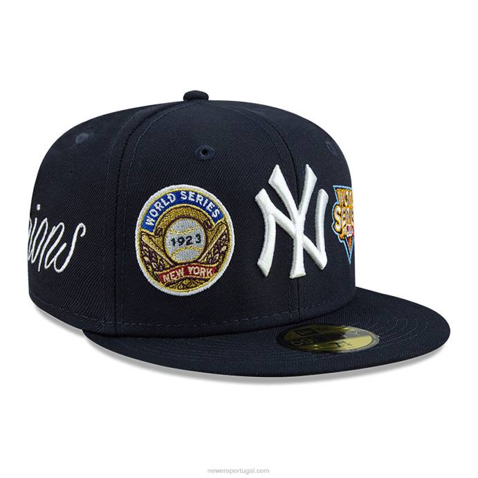 FFTN582 New Era New York Yankees histórico champs navy 59fifty boné justo
