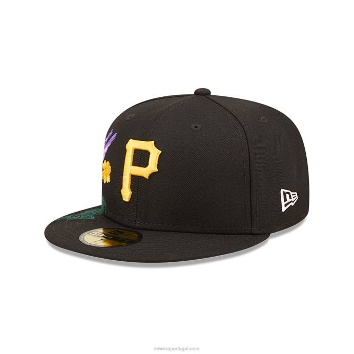 FFTN588 New Era boné justo pittsburgh pirates mlb blooming black 59fifty