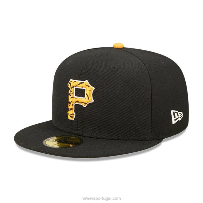 FFTN58 New Era boné justo pittsburgh pirates tiger fill preto 59fifty