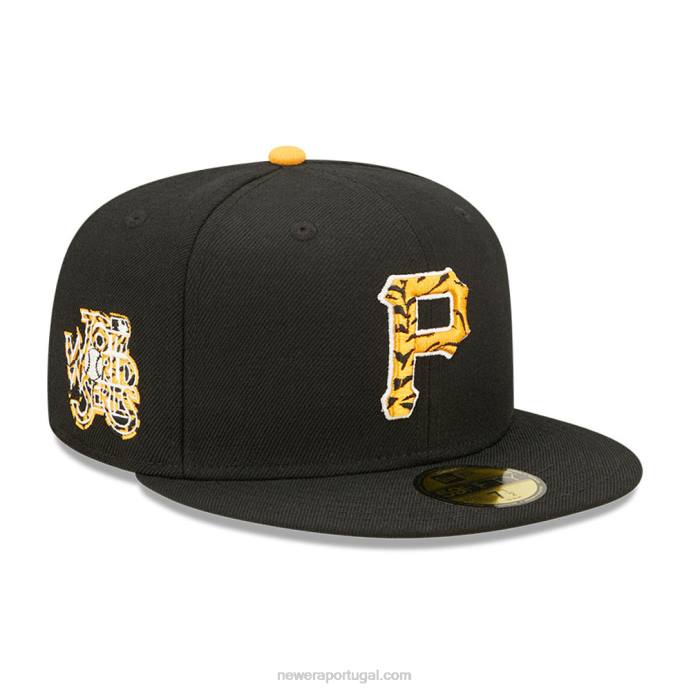 FFTN58 New Era boné justo pittsburgh pirates tiger fill preto 59fifty