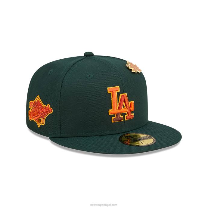 FFTN595 New Era boné la dodgers folhoso verde escuro 59fifty