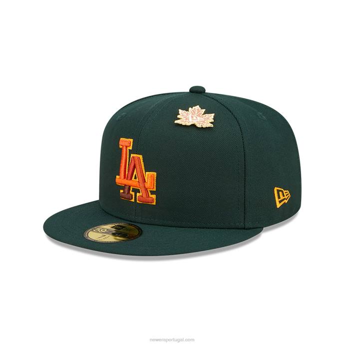 FFTN595 New Era boné la dodgers folhoso verde escuro 59fifty