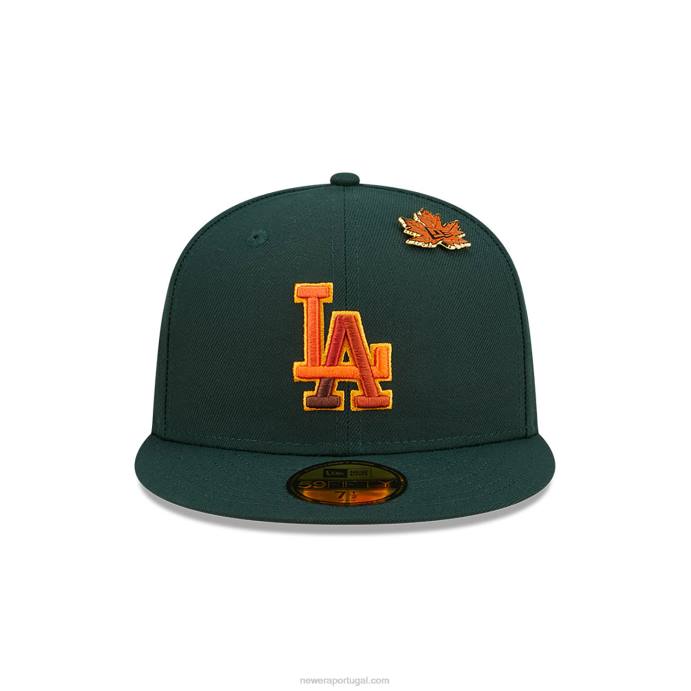 FFTN595 New Era boné la dodgers folhoso verde escuro 59fifty