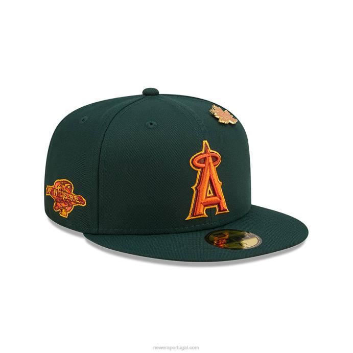 FFTN596 New Era boné la angeles folhoso verde escuro 59fifty