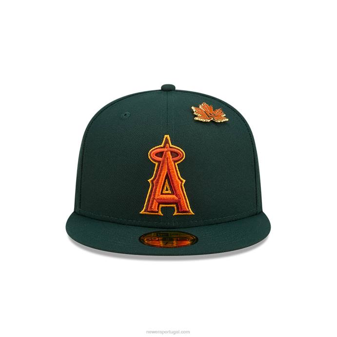 FFTN596 New Era boné la angeles folhoso verde escuro 59fifty