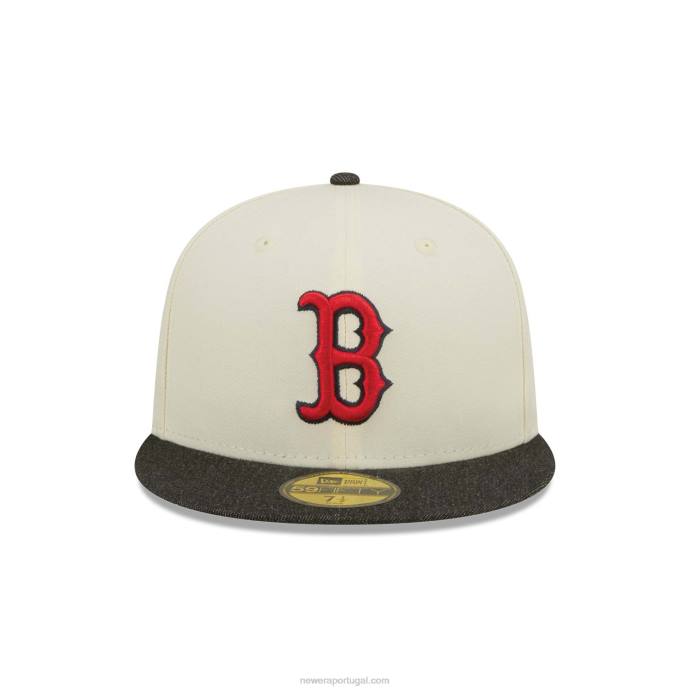 FFTN600 New Era boston red sox mlb boné preto denim chrome branco 59fifty