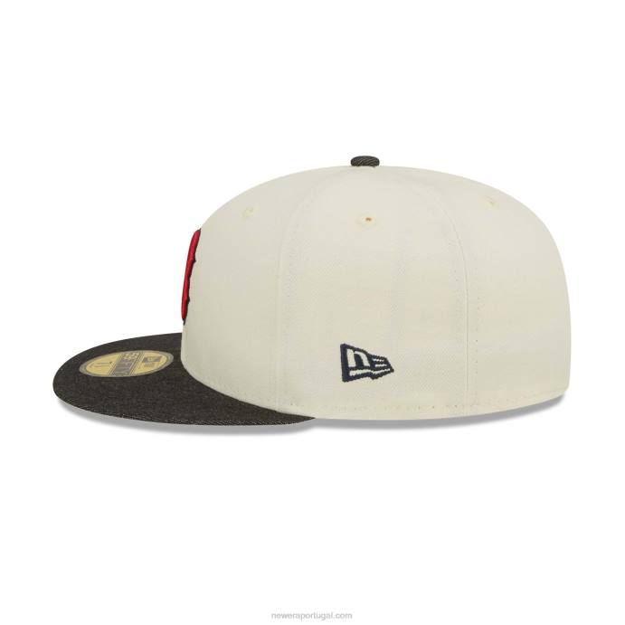 FFTN600 New Era boston red sox mlb boné preto denim chrome branco 59fifty