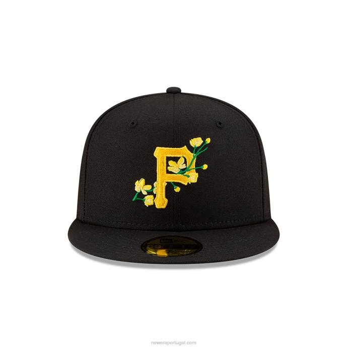 FFTN602 New Era Boné ajustado 59fifty com patch lateral do Pittsburgh Pirates