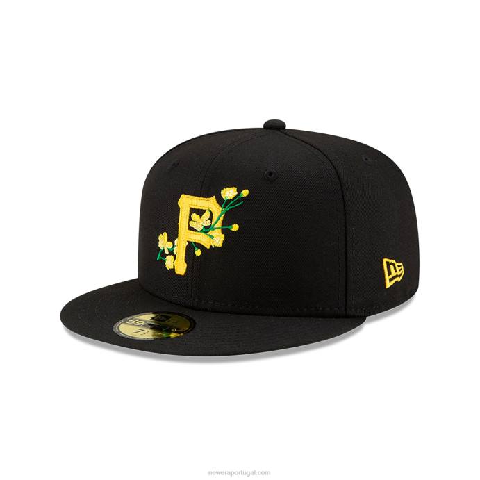 FFTN602 New Era Boné ajustado 59fifty com patch lateral do Pittsburgh Pirates