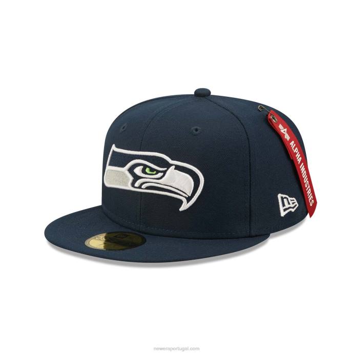 FFTN608 New Era boné ajustado seattle seahawks x alpha Industries azul 59fifty