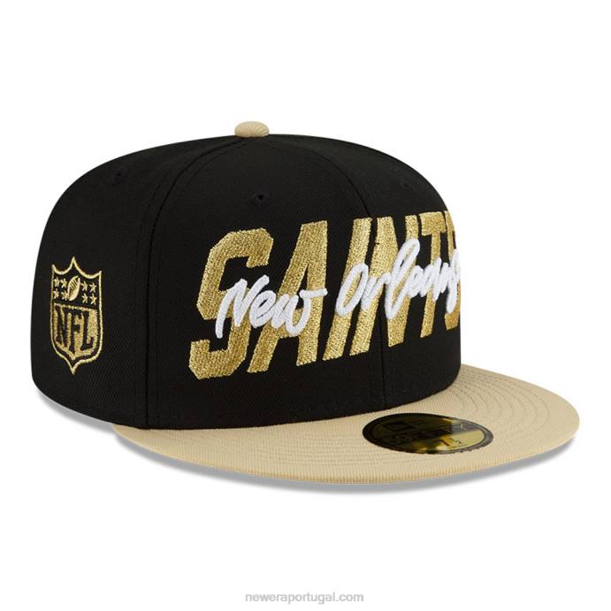 FFTN615 New Era New Orleans Saints nfl draft black 59fifty boné ajustado