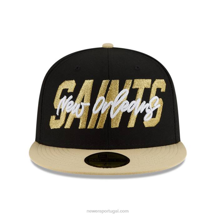 FFTN615 New Era New Orleans Saints nfl draft black 59fifty boné ajustado
