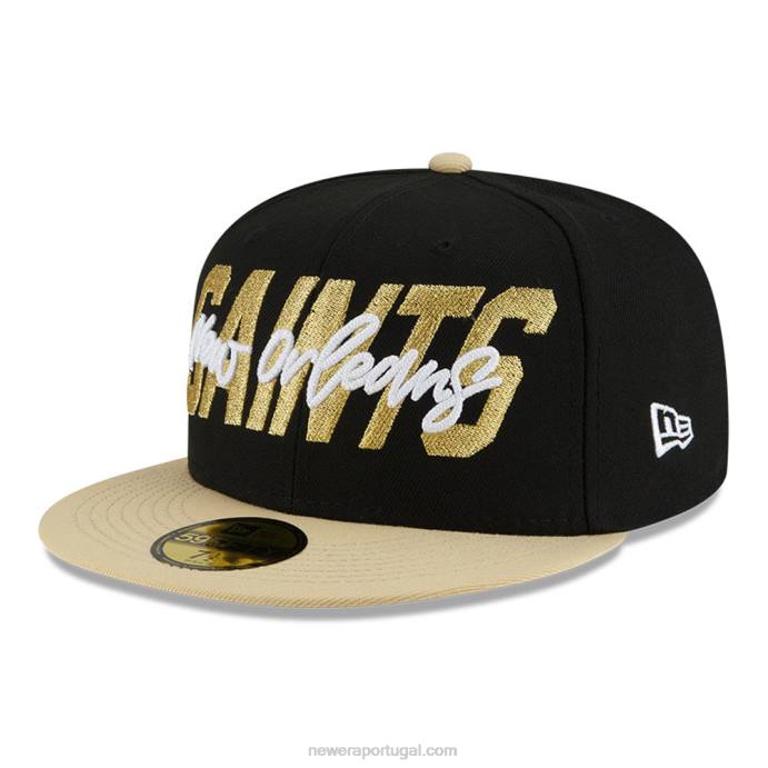 FFTN615 New Era New Orleans Saints nfl draft black 59fifty boné ajustado