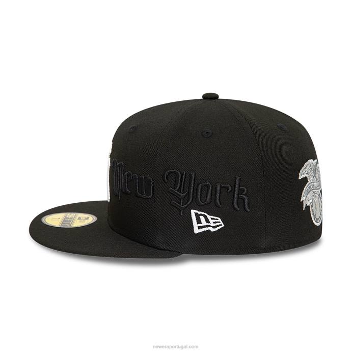 FFTN626 New Era Boné ajustado New York Yankees 59fifty com script preto