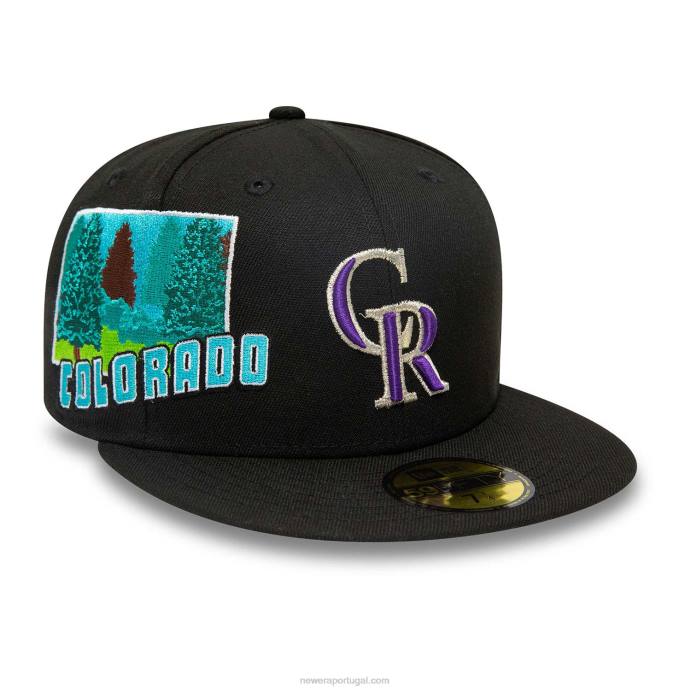 FFTN630 New Era boné justo colorado rockies stateview preto 59fifty