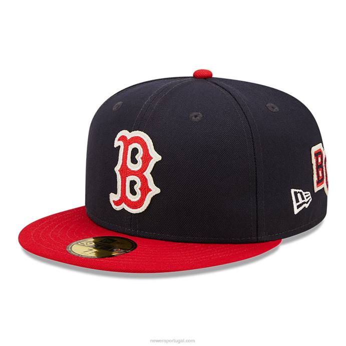 FFTN647 New Era boton red sox ne letterman navy 59fifty boné justo