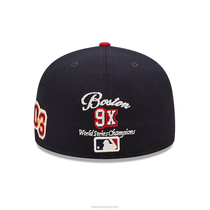 FFTN647 New Era boton red sox ne letterman navy 59fifty boné justo