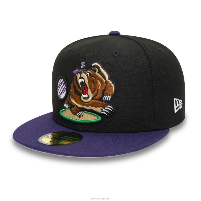 FFTN648 New Era boné fresno grizzlies milb preto e roxo 59fifty