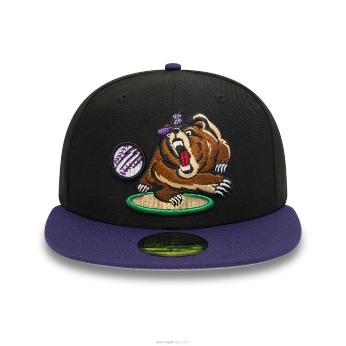 FFTN648 New Era boné fresno grizzlies milb preto e roxo 59fifty