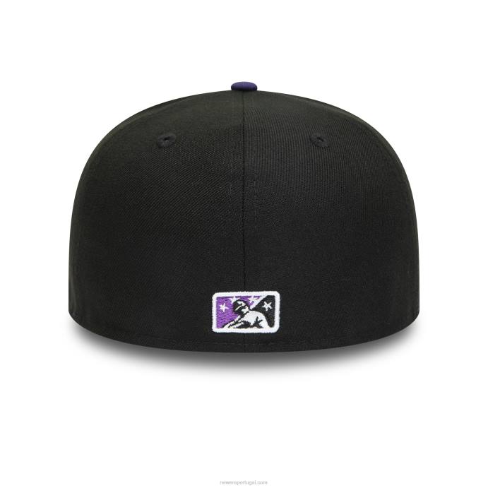 FFTN648 New Era boné fresno grizzlies milb preto e roxo 59fifty
