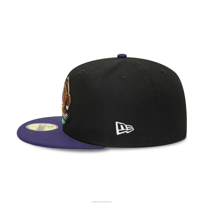 FFTN648 New Era boné fresno grizzlies milb preto e roxo 59fifty