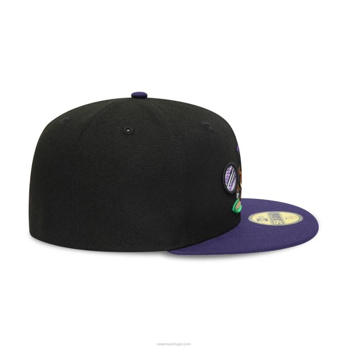 FFTN648 New Era boné fresno grizzlies milb preto e roxo 59fifty