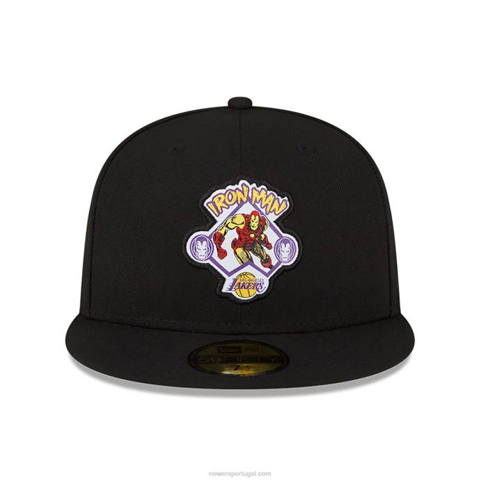 FFTN64 New Era boné la lakers nba x marvel homem de ferro preto 59fifty