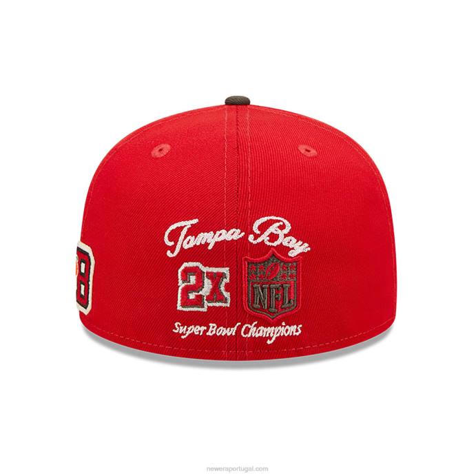 FFTN651 New Era tampa bay buccaneers ne letterman red 59fifty boné ajustado