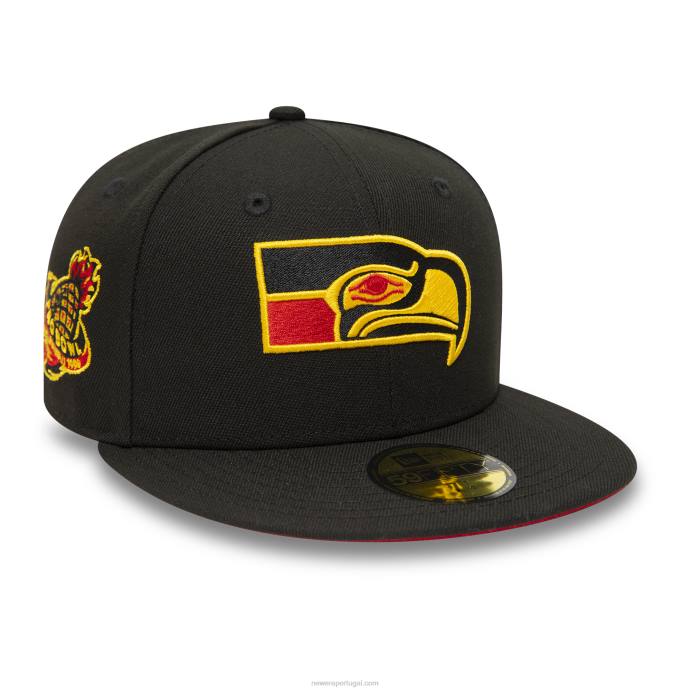 FFTN652 New Era boné ajustado preto seattle seahawks 59fifty
