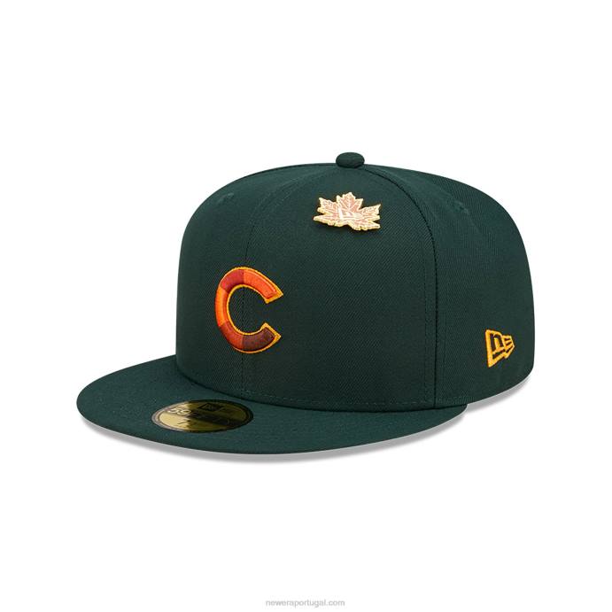 FFTN657 New Era Boné chicago cubs frondoso verde escuro 59fifty