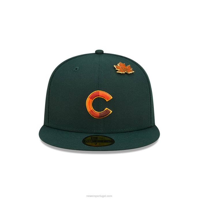 FFTN657 New Era Boné chicago cubs frondoso verde escuro 59fifty