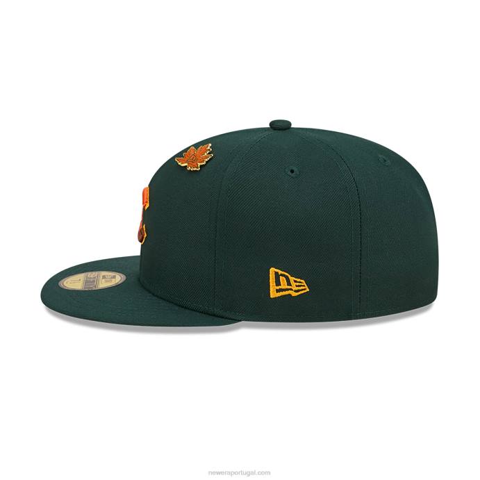 FFTN657 New Era Boné chicago cubs frondoso verde escuro 59fifty