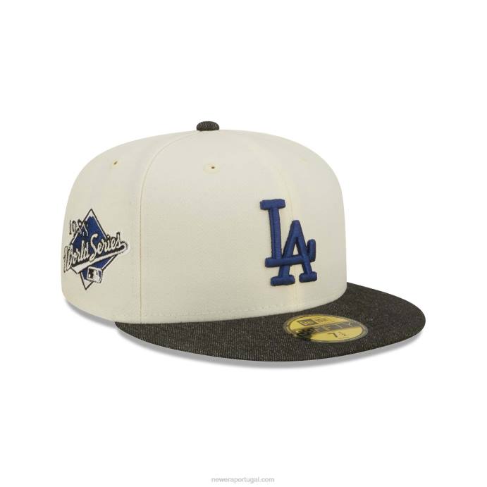 FFTN661 New Era boné la dodgers mlb jeans preto cromado branco 59fifty