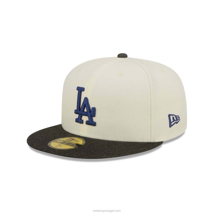 FFTN661 New Era boné la dodgers mlb jeans preto cromado branco 59fifty