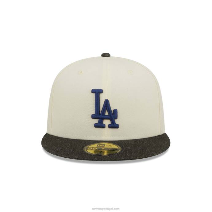 FFTN661 New Era boné la dodgers mlb jeans preto cromado branco 59fifty
