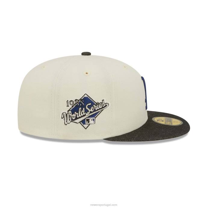 FFTN661 New Era boné la dodgers mlb jeans preto cromado branco 59fifty