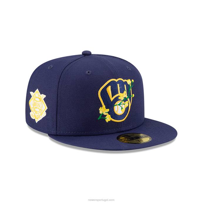 FFTN662 New Era boné ajustado Milwaukee Brewers Side Patch Bloom Blue 59Fifty
