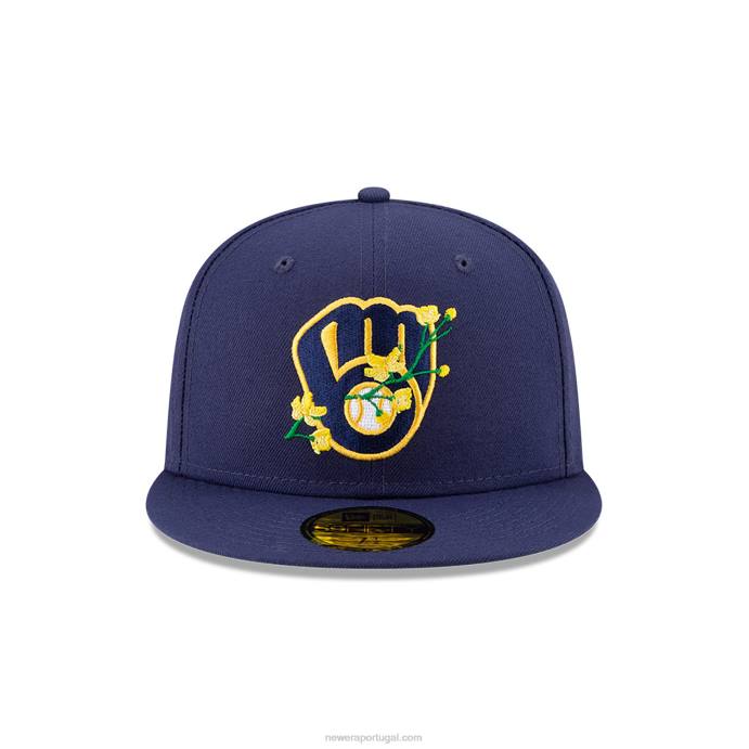 FFTN662 New Era boné ajustado Milwaukee Brewers Side Patch Bloom Blue 59Fifty