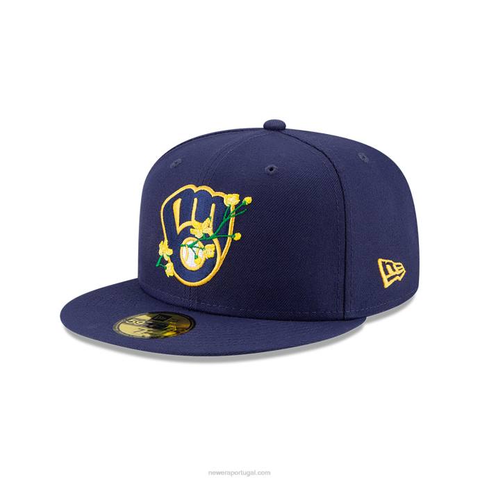 FFTN662 New Era boné ajustado Milwaukee Brewers Side Patch Bloom Blue 59Fifty