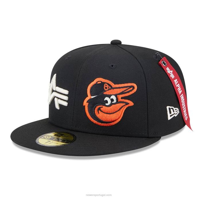 FFTN679 New Era baltimore orioles alpha Industries x mlb boné preto 59fifty