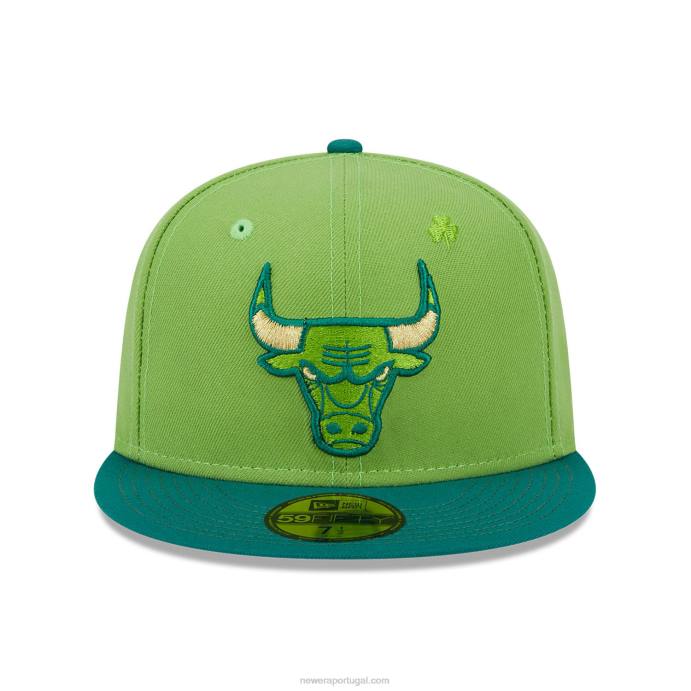 FFTN681 New Era Chicago Bulls Lucky Streak Green Boné 59Fifty