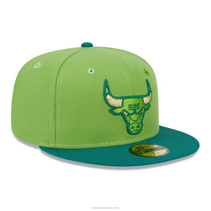 FFTN681 New Era Chicago Bulls Lucky Streak Green Boné 59Fifty