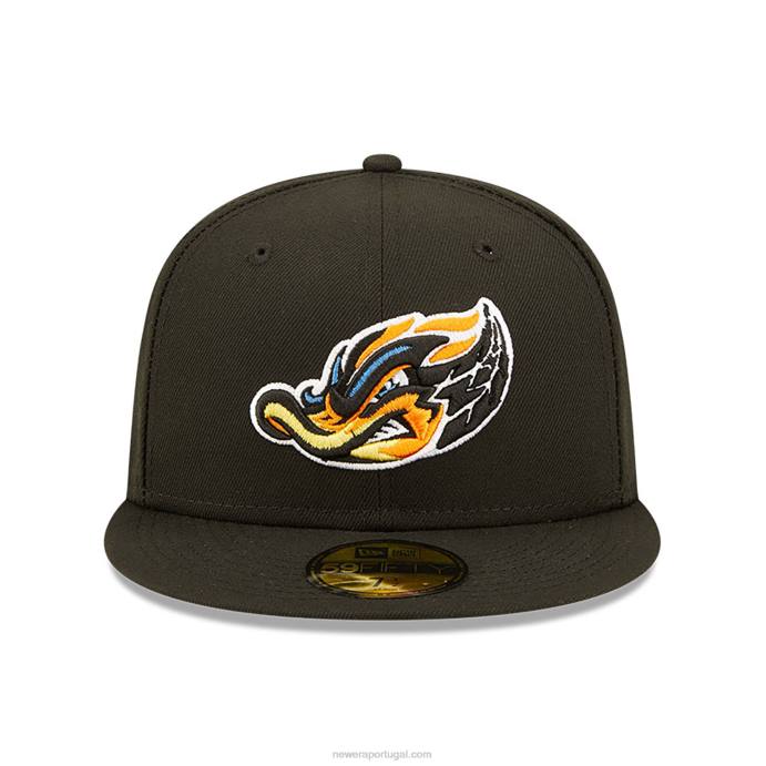 FFTN685 New Era Boné de patos de borracha Akron milb preto 59fifty