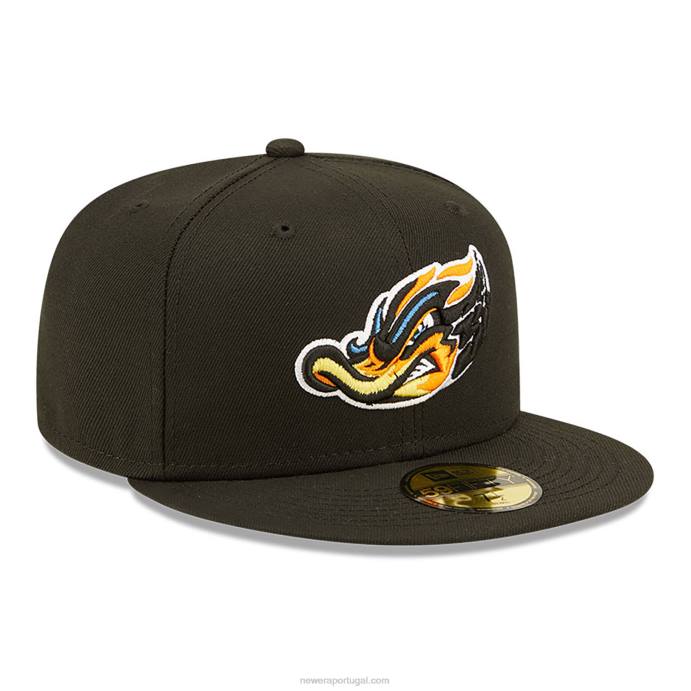 FFTN685 New Era Boné de patos de borracha Akron milb preto 59fifty