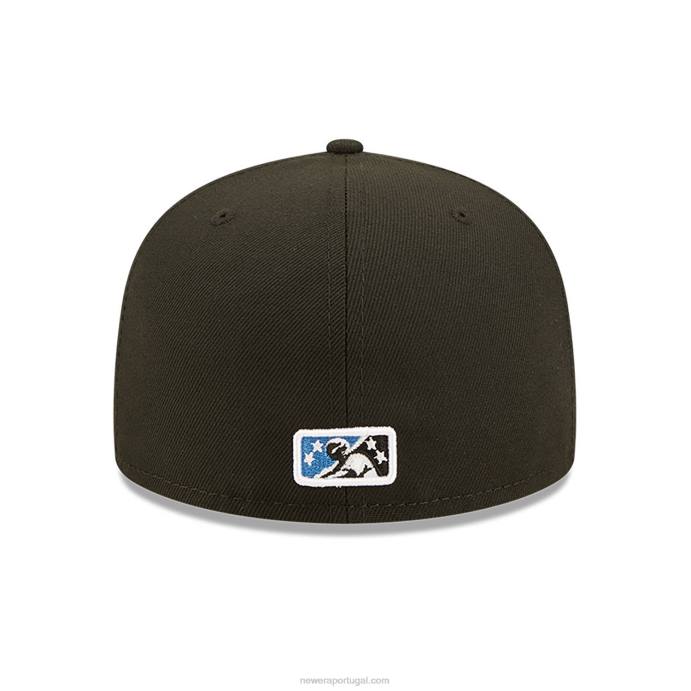 FFTN685 New Era Boné de patos de borracha Akron milb preto 59fifty