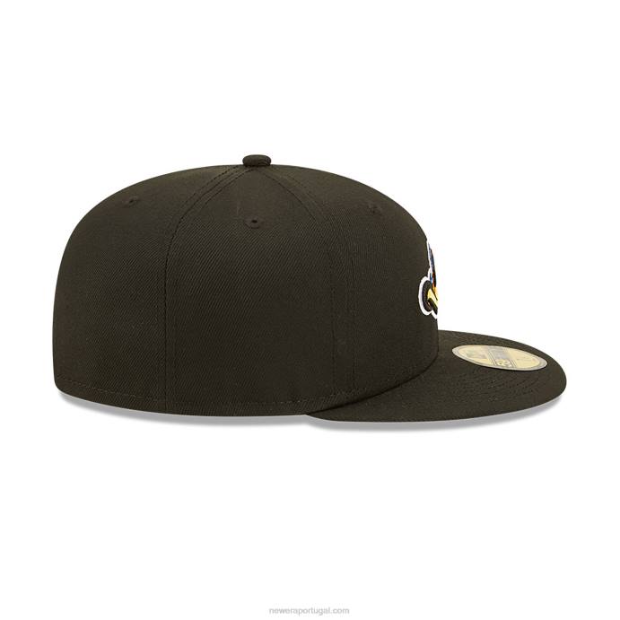 FFTN685 New Era Boné de patos de borracha Akron milb preto 59fifty