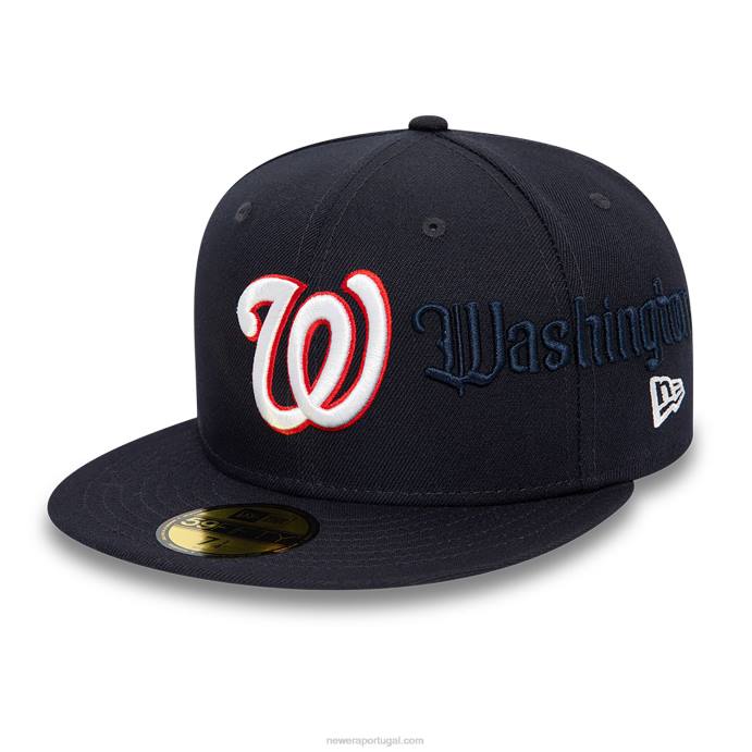 FFTN687 New Era Boné ajustado da Marinha 59Fifty da Washington Nationals