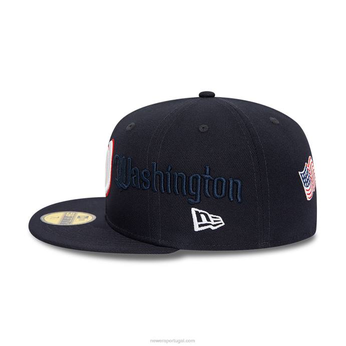 FFTN687 New Era Boné ajustado da Marinha 59Fifty da Washington Nationals